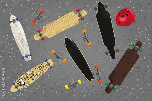 Longboards und Teile auf Straße