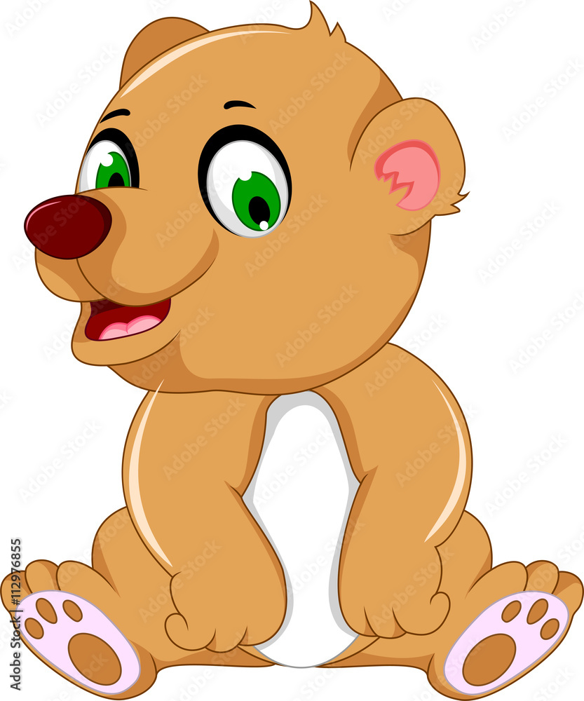 Obraz premium słodki miś kreskówka siedzi