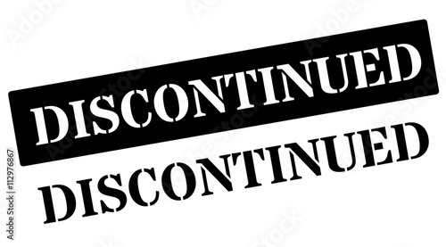 Discontinued black stamp on white