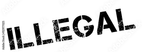Illegal black rubber stamp on white