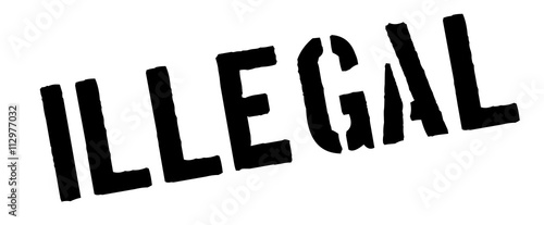 Illegal black rubber stamp on white