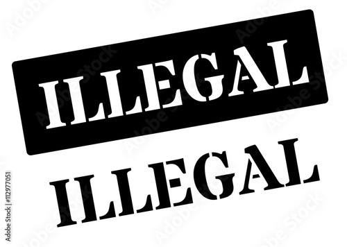 Illegal black rubber stamp on white