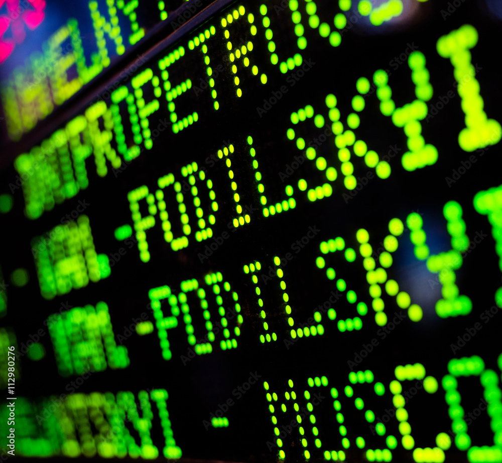 Fototapeta premium Information board with train schedule