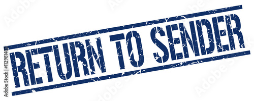 return to sender blue grunge square vintage rubber stamp