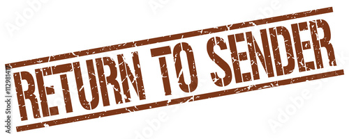 return to sender brown grunge square vintage rubber stamp