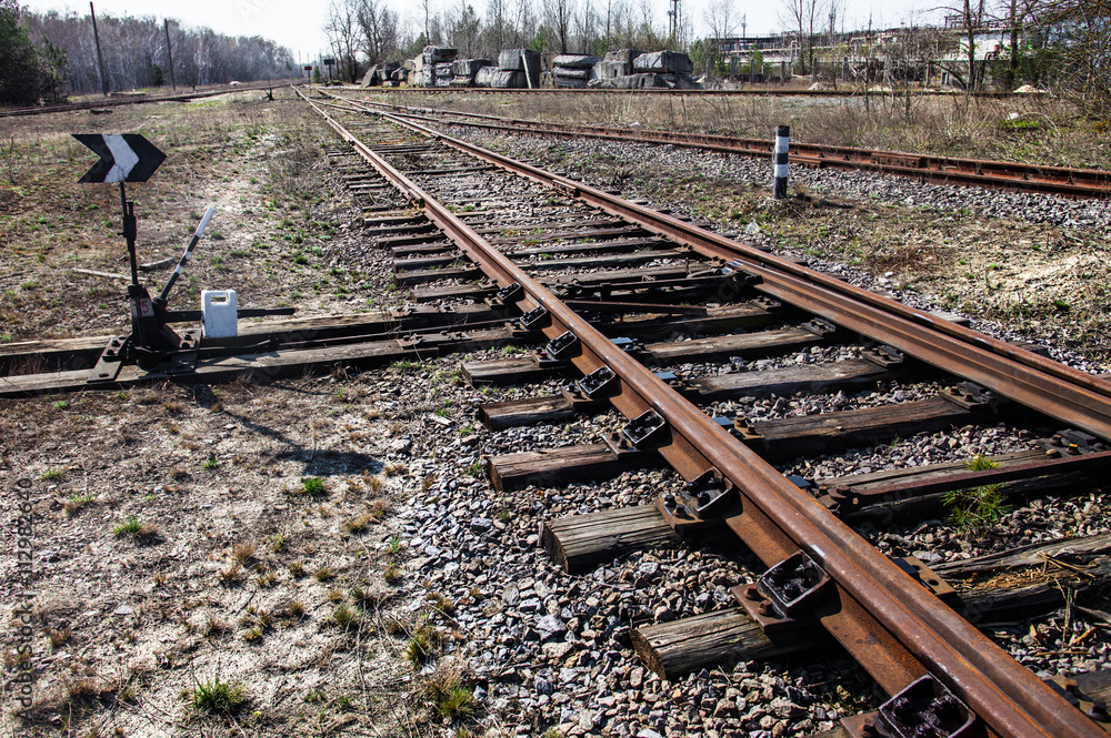Railroad tracks and railroad switch Railroad tracks and railroad switch