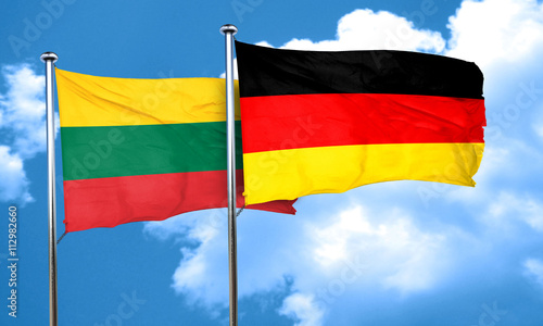 Canvastavla Lithuania flag with Germany flag, 3D rendering