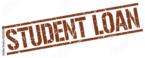 student loan brown grunge square vintage rubber stamp