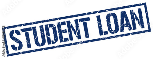 student loan blue grunge square vintage rubber stamp