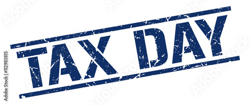 tax day blue grunge square vintage rubber stamp