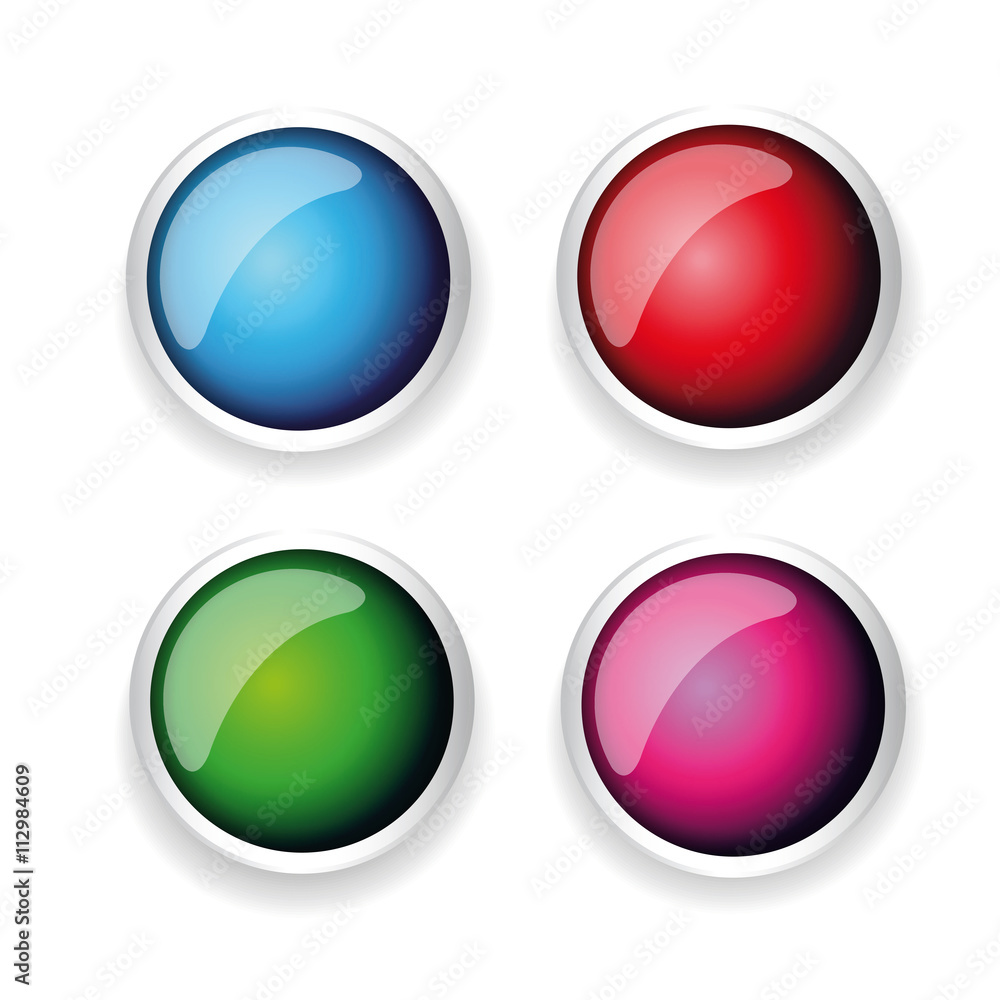 Colorful shiny button set with metallic elements Colorful shiny button set with metallic elements