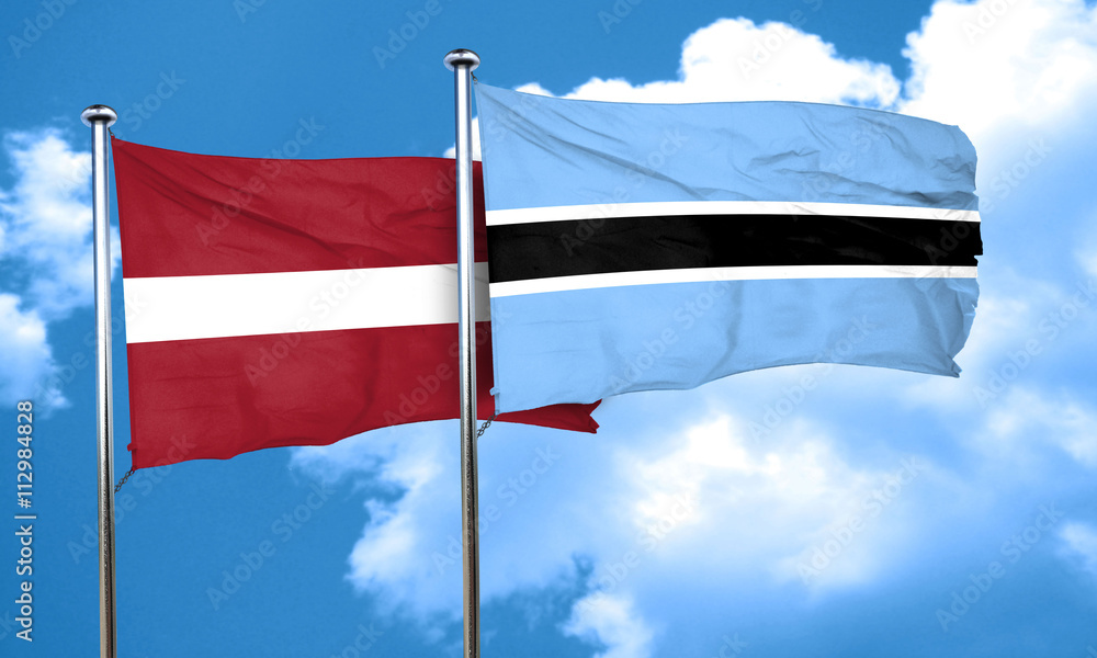 Latvia flag with Botswana flag, 3D rendering Latvia flag with Botswana flag, 3D rendering