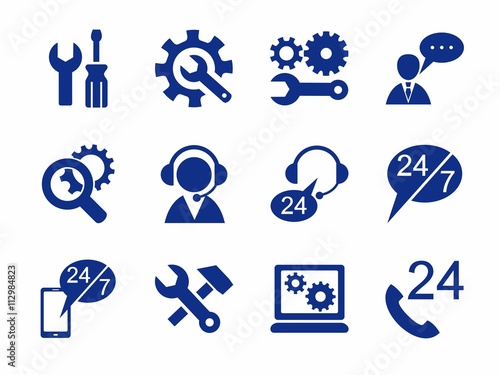 Technical support, one-color icons. 