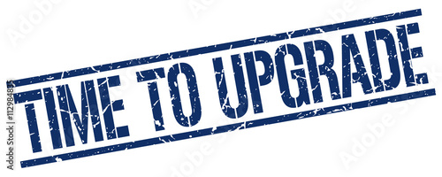 time to upgrade blue grunge square vintage rubber stamp