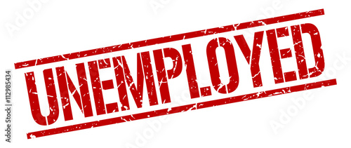 unemployed red grunge square vintage rubber stamp