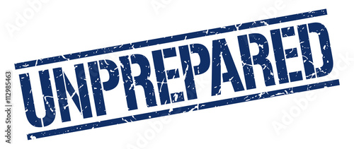 unprepared blue grunge square vintage rubber stamp