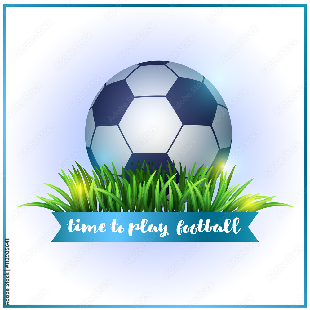 Obraz premium Soccer ball. Football ball. Green grass. Sport design. Time to play football