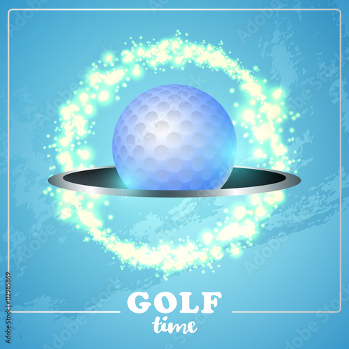 Golf ball and hole vector background. Sport design. Golf time
