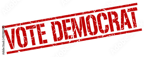 vote democrat red grunge square vintage rubber stamp