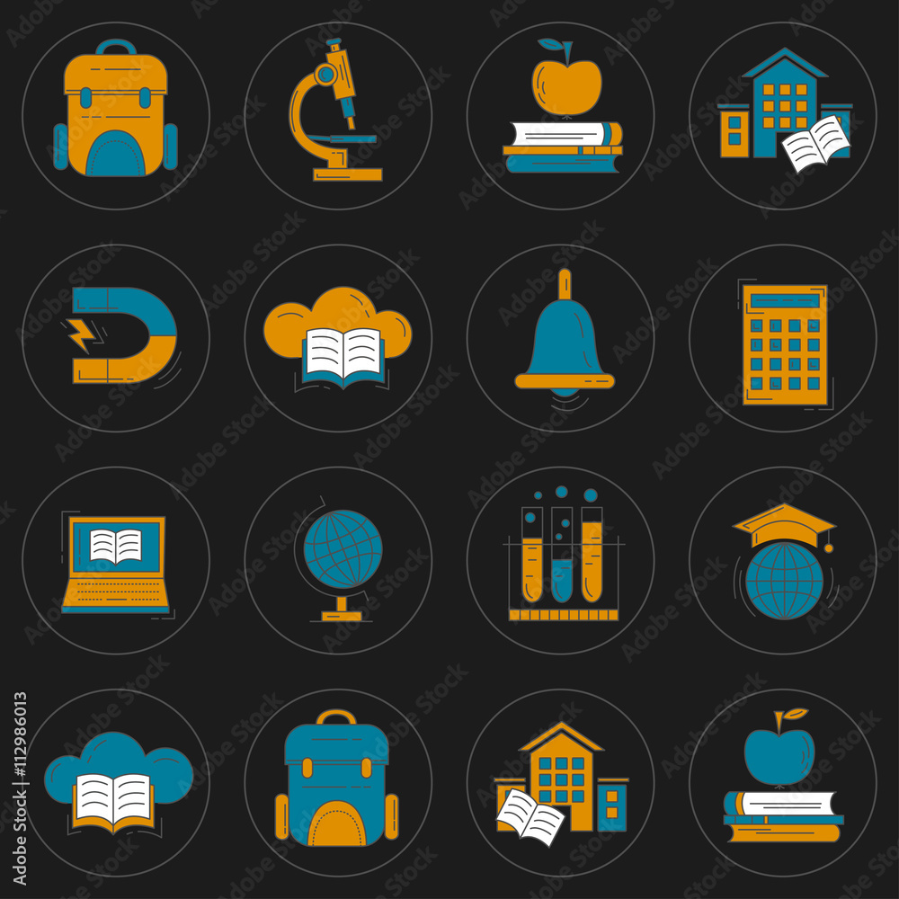 School and education vector icons on blackboard School and education vector icons on blackboard