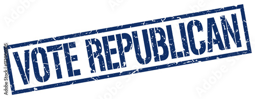 vote republican blue grunge square vintage rubber stamp