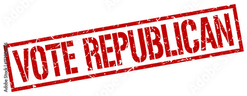 vote republican red grunge square vintage rubber stamp