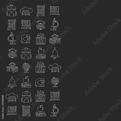 School and education vector icons on blackboard
