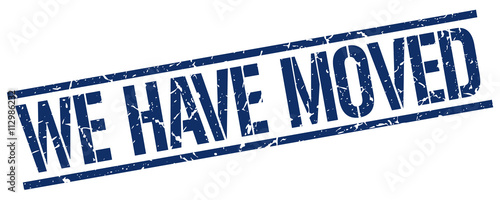 we have moved blue grunge square vintage rubber stamp