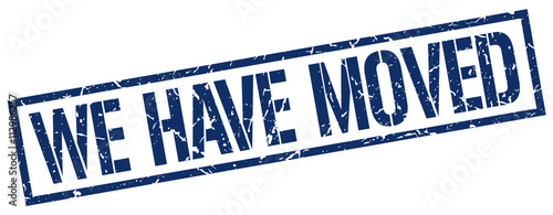 we have moved blue grunge square vintage rubber stamp