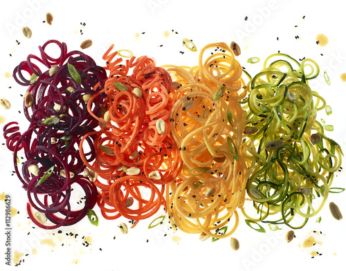 Thinly sliced colourful vegetables