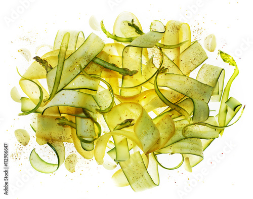 Thinly sliced green vegetables