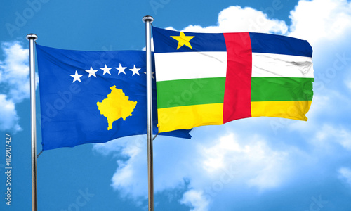 Kosovo flag with Central African Republic flag, 3D rendering