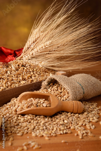 buckwheat with wheat flour and ears