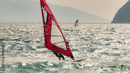 Windsurfing on Lake Garda, Italy. © isaac74
