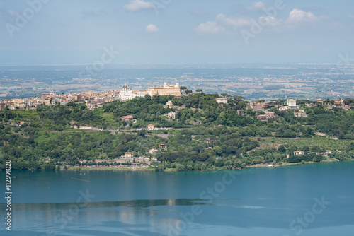 Panoramic view of Castel Gandolfo town and the Albano Lake, Italy © Matteo Gabrieli