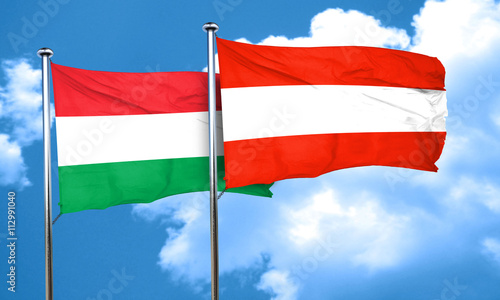Free Download Hungary flag with Austria flag, 3D rendering - GFXLoad