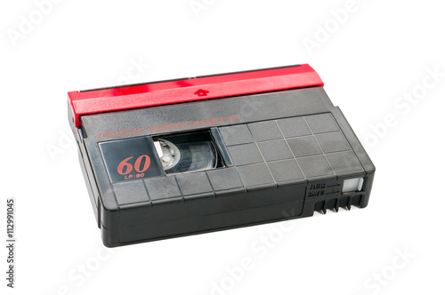 MiniDV video cassette on white background photo