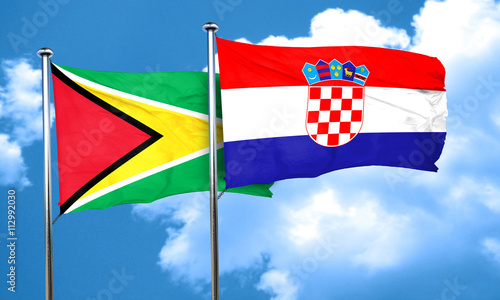 Guyana flag with Croatia flag  3D rendering