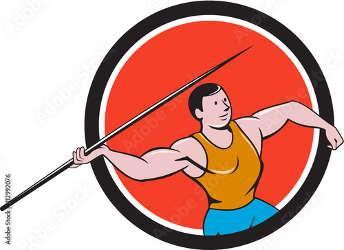 Javelin Throw Track and Field Circle Cartoon