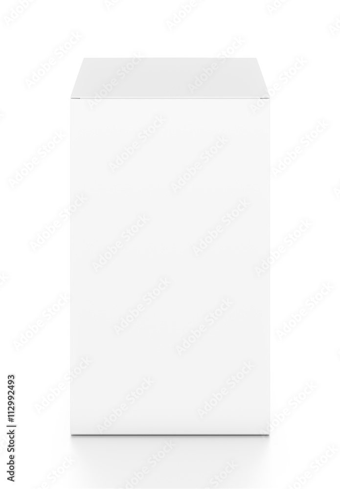 White tall vertical rectangle blank box from top front angle. White tall vertical rectangle blank box from top front angle.
