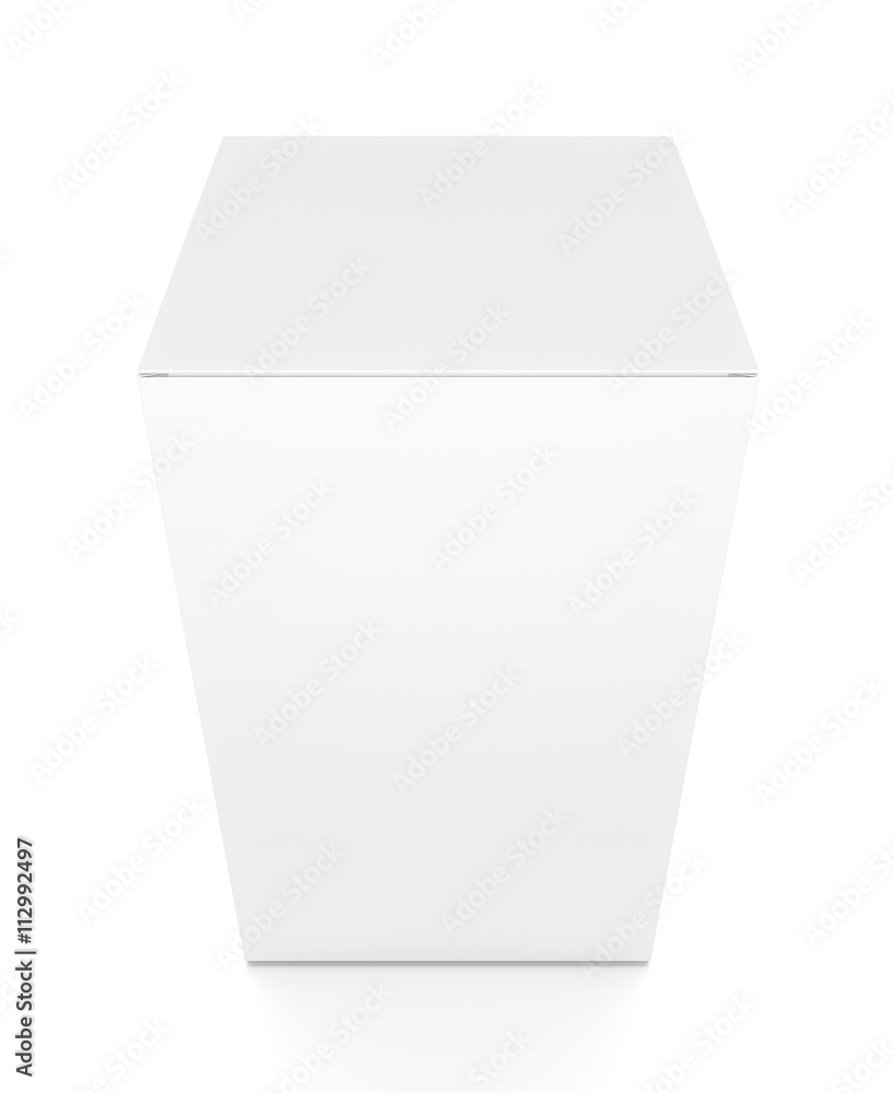 White tall vertical rectangle box from top front closeup angle. White tall vertical rectangle box from top front closeup angle.