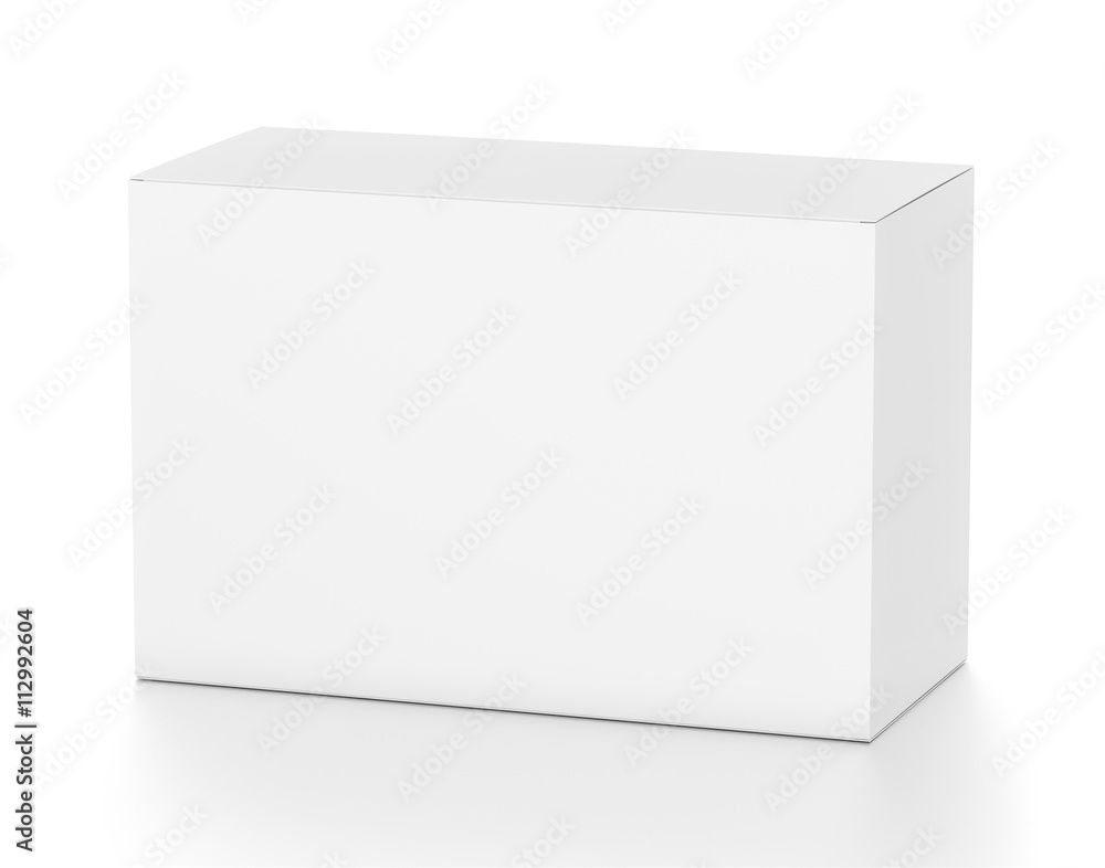 White wide horizontal rectangle blank box from top side angle. White wide horizontal rectangle blank box from top side angle.