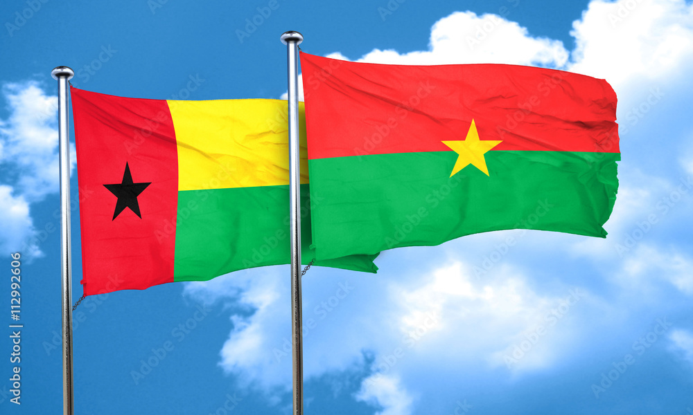 Fototapeta premium Guinea bissau flag with Burkina Faso flag, 3D rendering