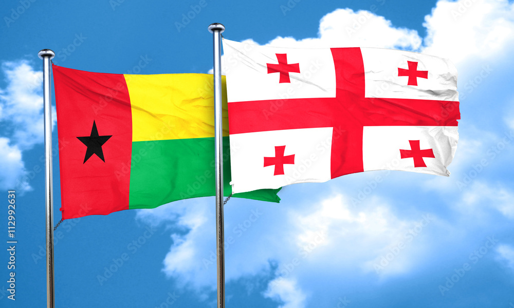 Guinea bissau flag with Georgia flag, 3D rendering