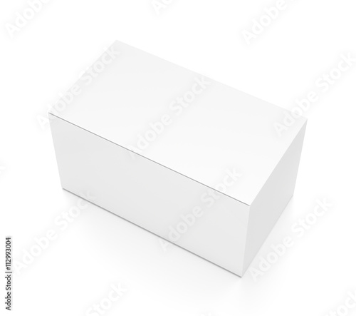 White wide horizontal rectangle blank box from top side angle.