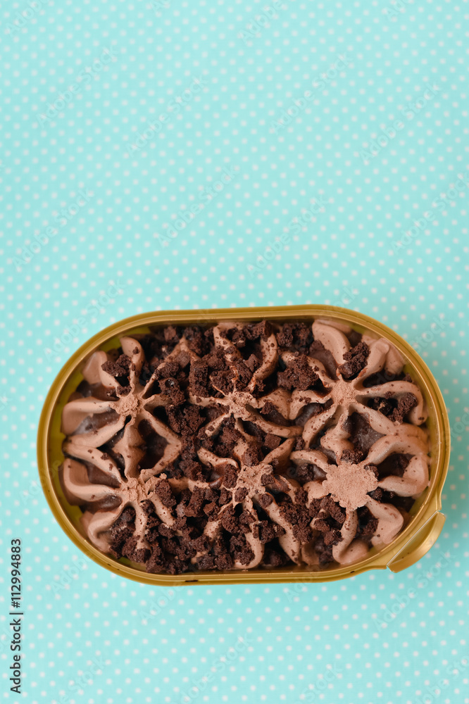 Top view of chocolate icecream table background, flat lay closeup Top view of chocolate icecream table background, flat lay closeup