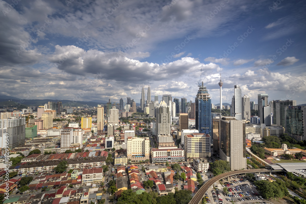 Dramatic scenery of the Kuala Lumpur city with storm coming Dramatic scenery of the Kuala Lumpur city with storm coming