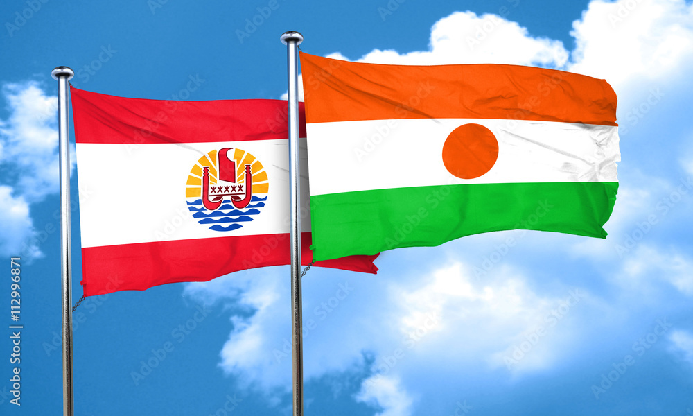 french polynesia flag with Niger flag, 3D rendering french polynesia flag with Niger flag, 3D rendering