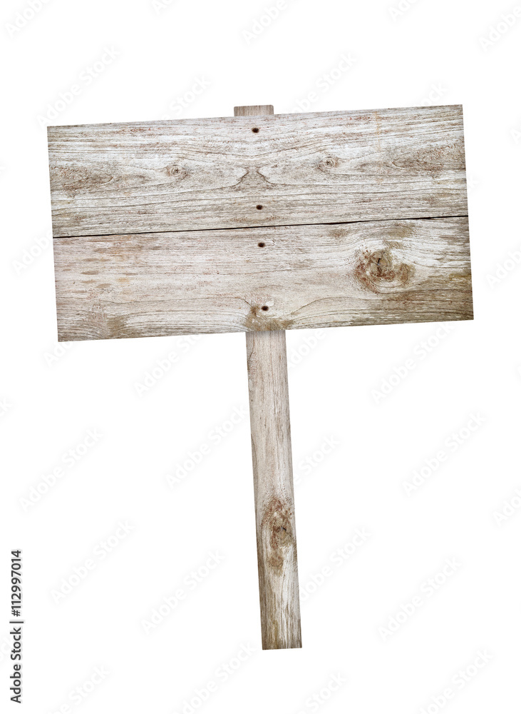 Fototapeta premium Wooden sign isolated on white background.