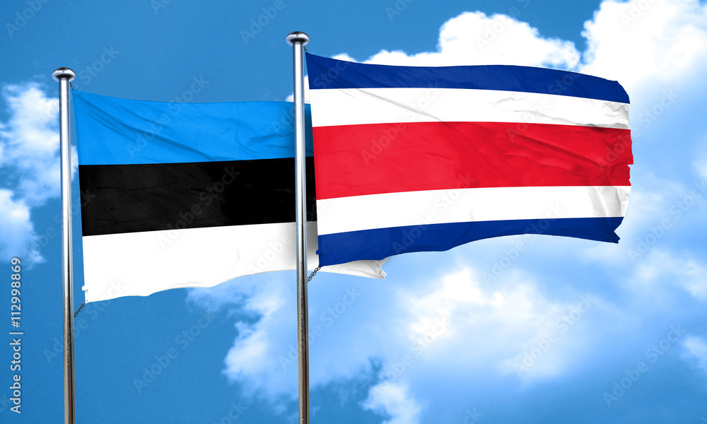 estonia flag with Costa Rica flag, 3D rendering estonia flag with Costa Rica flag, 3D rendering